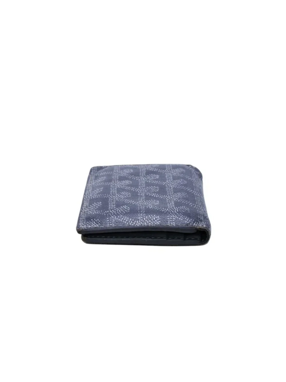 Goyard Saint Pierre Card Wallet Herringbone Pattern Canvas Leather Gray Yellow